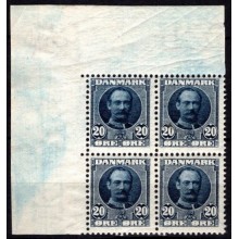 1907. Danmark. Frederiks VIII. Marginal 4-blok, postfrisk.